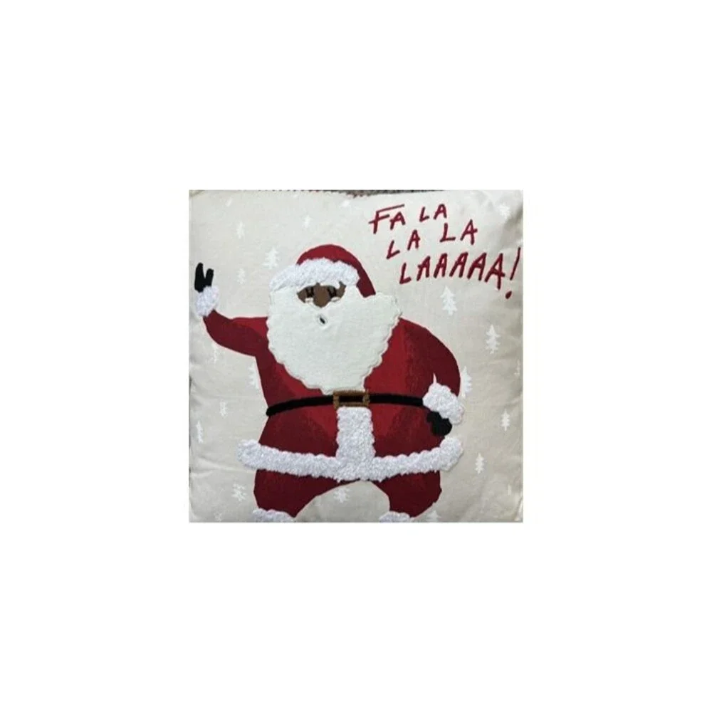 Santa Fa La La Christmas Throw Pillow 18x18 Textured Embroidered Threshold